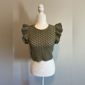 Zara Ruffle Sleeve Sweater size Small